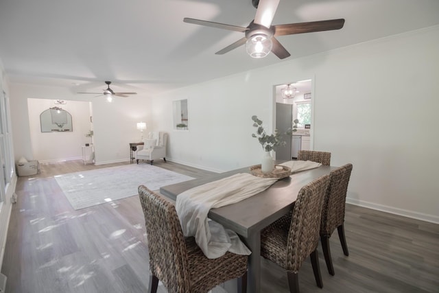 204 Tyne Blvd, Old Hickory, TN 37138 - dining room with a ceiling fan, wood finished floors, and baseboards