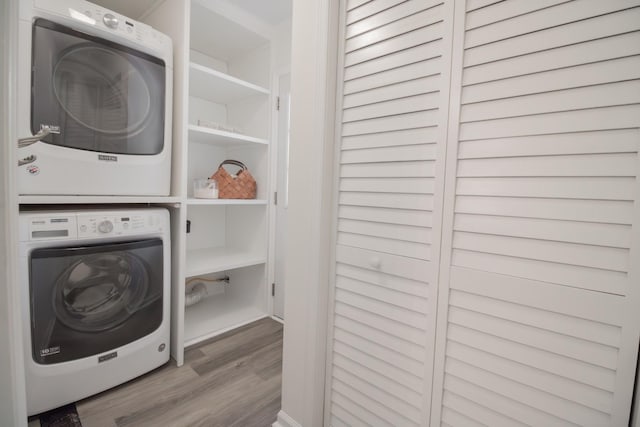 204 Tyne Blvd, Old Hickory, TN 37138 - laundry room with stacked washer / dryer and wood finished floors
