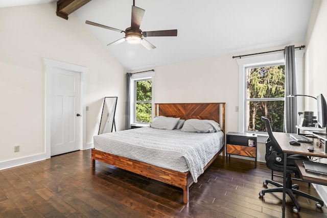 100 Station Dr, Waverly, TN 37185 - bedroom with dark wood-style floors, an office area, baseboards, and ceiling fan
