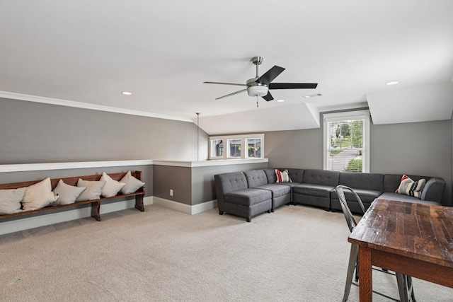 2809 Vaulx Ln, Nashville, TN 37204 - carpeted living area with ceiling fan and recessed lighting