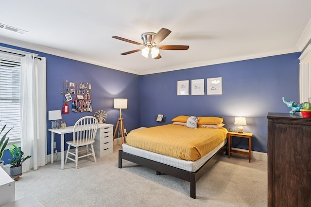 2809 Vaulx Ln, Nashville, TN 37204 - carpeted bedroom featuring ornamental molding and ceiling fan