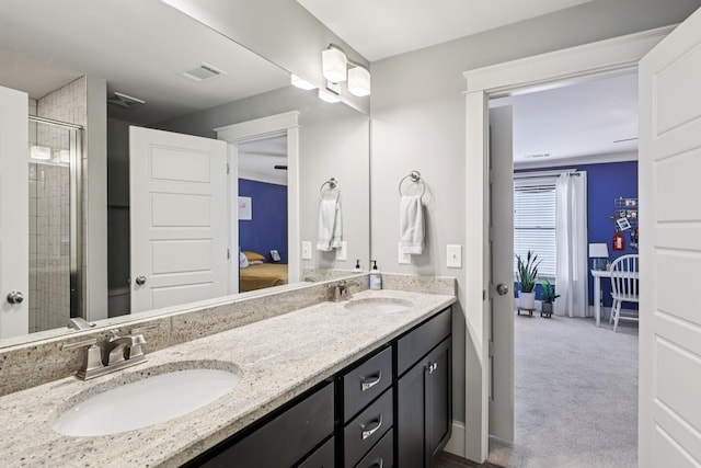 2809 Vaulx Ln, Nashville, TN 37204 - ensuite bathroom with double vanity and a tile shower