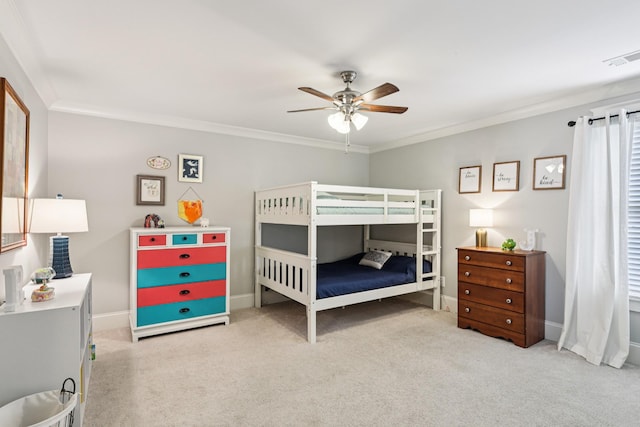 2809 Vaulx Ln, Nashville, TN 37204 - bedroom featuring carpet flooring, crown molding, and ceiling fan