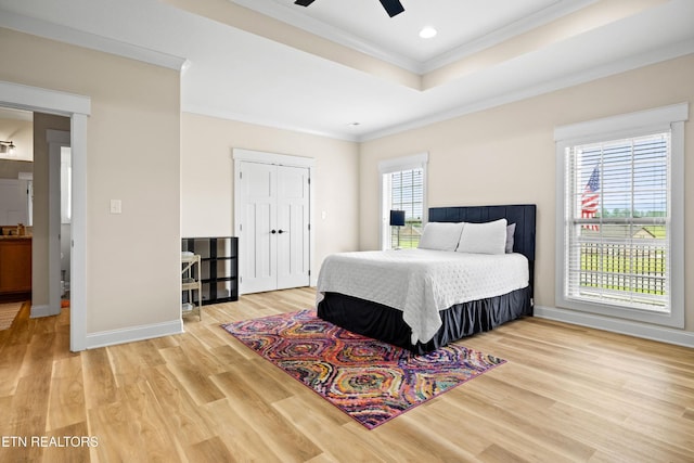 837 Majestic Mountains Blvd, Walland, TN 37886 - bedroom with ornamental molding, wood finished floors, baseboards, recessed lighting, and a raised ceiling
