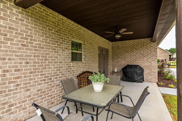 837 Majestic Mountains Blvd, Walland, TN 37886 - view of patio with a grill, a ceiling fan, and outdoor dining space