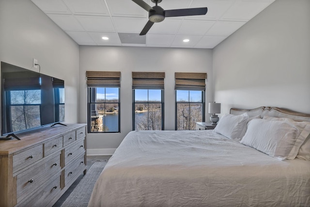 337 Lake Court Dr, Lynchburg, TN 37352 - bedroom with multiple windows, recessed lighting, baseboards, and ceiling fan