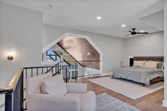 337 Lake Court Dr, Lynchburg, TN 37352 - bedroom with wood finished floors, ceiling fan, recessed lighting, and baseboards