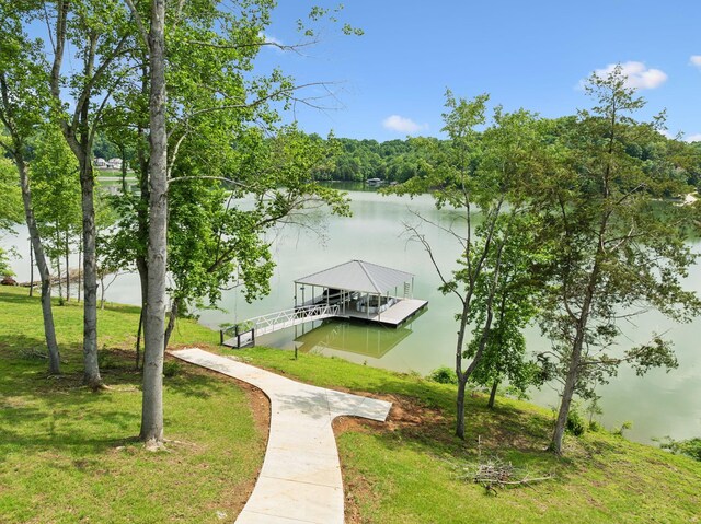 337 Lake Court Dr, Lynchburg, TN 37352 - dock area with a water view and a yard