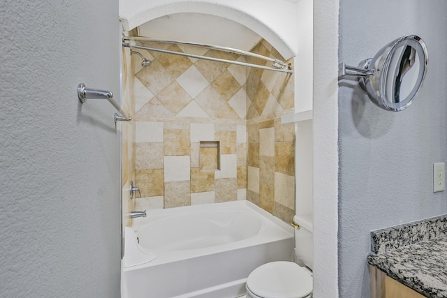 2600 Hillsboro Pike # 233, Nashville, TN 37212 - full bathroom with a textured wall, toilet, shower / bathtub combination, and vanity
