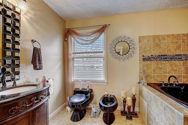 1611 Saltlick Pl, Murfreesboro, TN 37129 - bathroom with vanity, tile patterned flooring, baseboards, a textured ceiling, and toilet