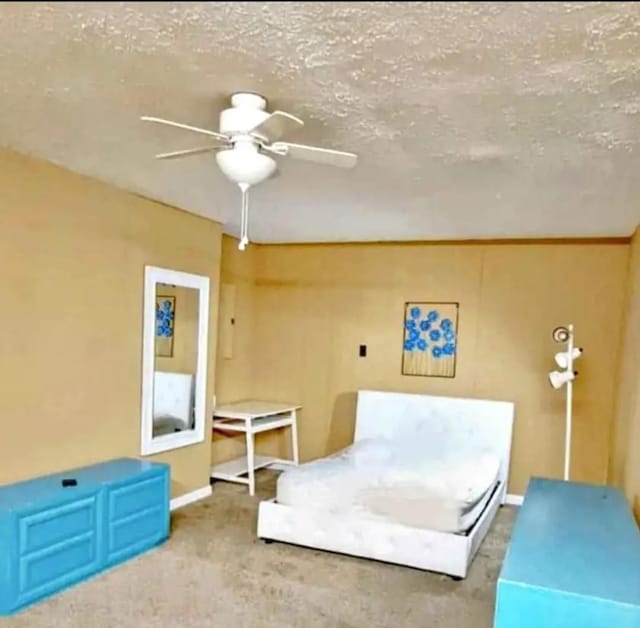 1611 Saltlick Pl, Murfreesboro, TN 37129 - carpeted bedroom with baseboards, a textured ceiling, and a ceiling fan