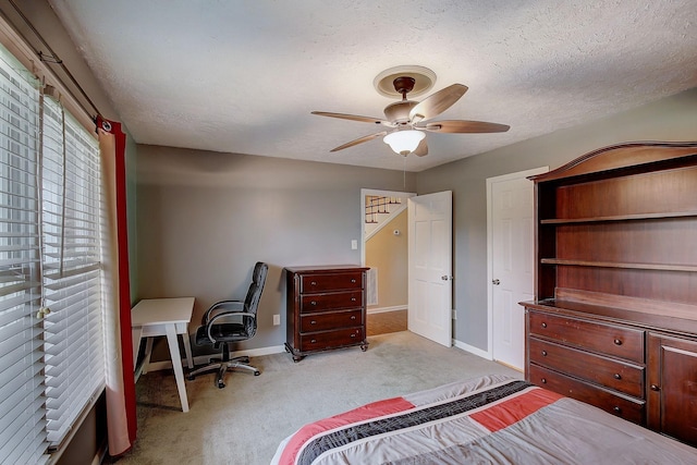 1611 Saltlick Pl, Murfreesboro, TN 37129 - bedroom with carpet flooring, baseboards, a textured ceiling, a ceiling fan, and a desk