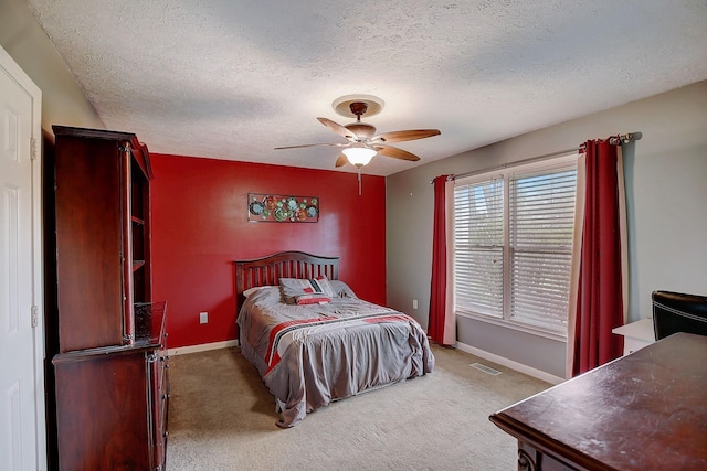 1611 Saltlick Pl, Murfreesboro, TN 37129 - bedroom featuring light colored carpet, baseboards, a textured ceiling, and ceiling fan