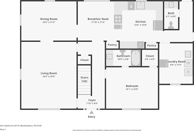 1611 Saltlick Pl, Murfreesboro, TN 37129 - floor plan / room layout