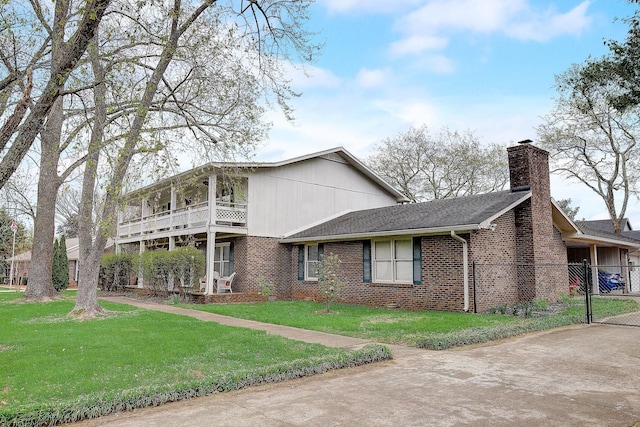 1611 Saltlick Pl, Murfreesboro, TN 37129 - view of side of home featuring brick siding, a chimney, roof with shingles, and a gate