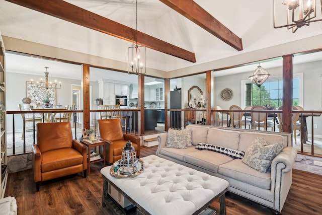 3411 Murphy Ln, Columbia, TN 38401 - living room featuring a chandelier and dark wood-type flooring
