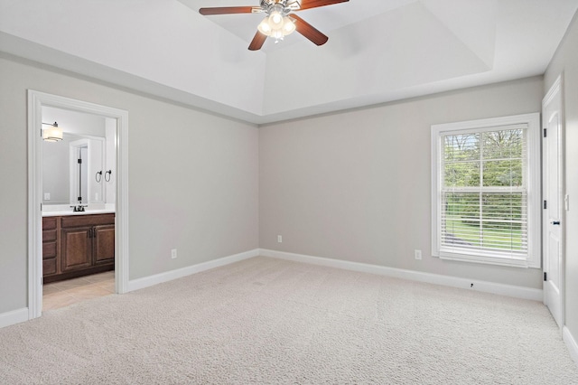 1005 Brittain Downs Dr, Nolensville, TN 37135 - unfurnished bedroom with light colored carpet, a sink, connected bathroom, baseboards, and a ceiling fan