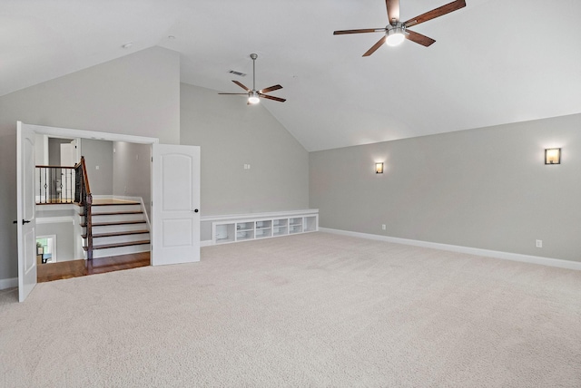 1005 Brittain Downs Dr, Nolensville, TN 37135 - additional living space with ceiling fan, vaulted ceiling, carpet, and baseboards