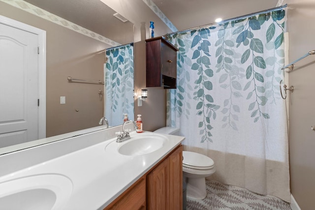 917 Lavergne Ln, La Vergne, TN 37086 - full bath featuring double vanity, toilet, and shower / bathtub combination with curtain