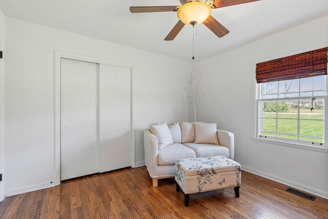 1899 Berrys Chapel Ct, Franklin, TN 37069 - sitting room with wood finished floors, baseboards, and a ceiling fan