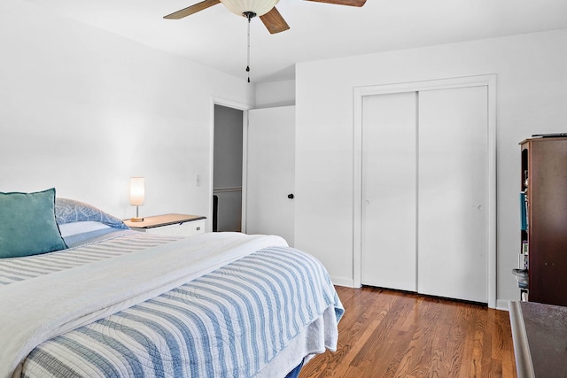 1899 Berrys Chapel Ct, Franklin, TN 37069 - bedroom with wood finished floors, a closet, and ceiling fan
