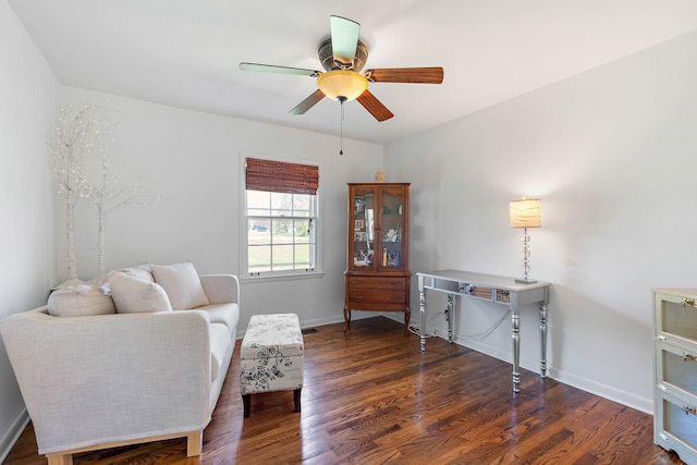1899 Berrys Chapel Ct, Franklin, TN 37069 - living area with ceiling fan, wood finished floors, and baseboards