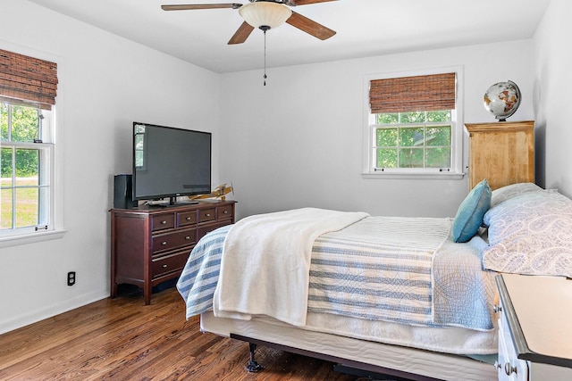 1899 Berrys Chapel Ct, Franklin, TN 37069 - bedroom with multiple windows, wood finished floors, baseboards, and a ceiling fan