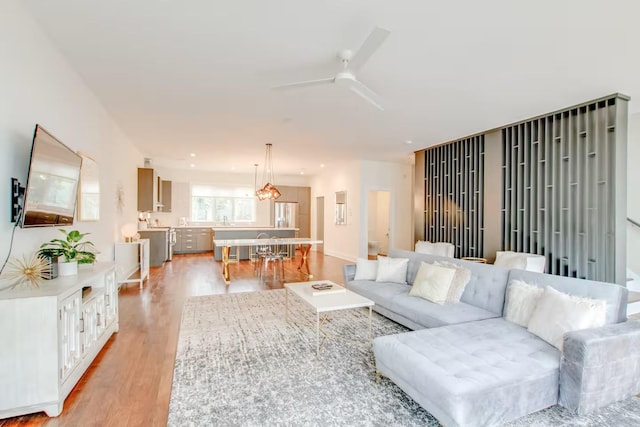 2106 9th Ave N Unit 3, Nashville, TN 37208 - living room with light wood-type flooring and a ceiling fan