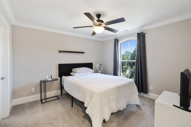 212 Lotus Ct, Hendersonville, TN 37075 - bedroom with crown molding, light carpet, baseboards, and ceiling fan