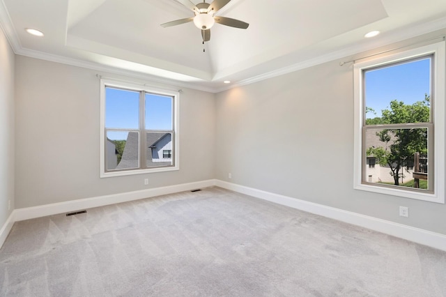 212 Lotus Ct, Hendersonville, TN 37075 - unfurnished room with a tray ceiling, light carpet, baseboards, recessed lighting, and crown molding