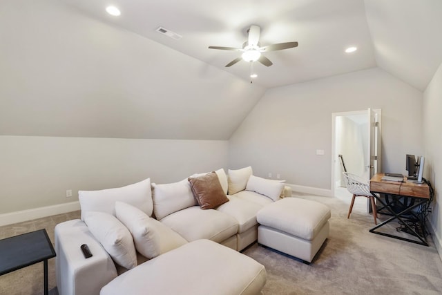 212 Lotus Ct, Hendersonville, TN 37075 - cinema room with lofted ceiling, ceiling fan, light colored carpet, recessed lighting, and baseboards