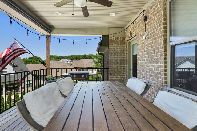 212 Lotus Ct, Hendersonville, TN 37075 - wooden deck featuring outdoor dining area and ceiling fan