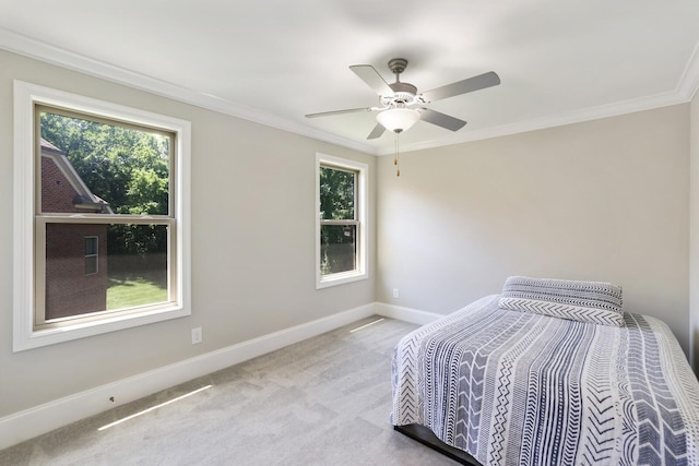 212 Lotus Ct, Hendersonville, TN 37075 - bedroom featuring baseboards, carpet, ornamental molding, and a ceiling fan