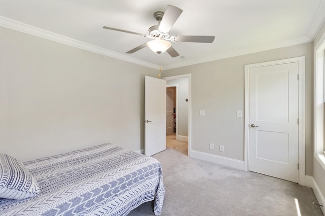 212 Lotus Ct, Hendersonville, TN 37075 - bedroom with light carpet, crown molding, baseboards, and ceiling fan