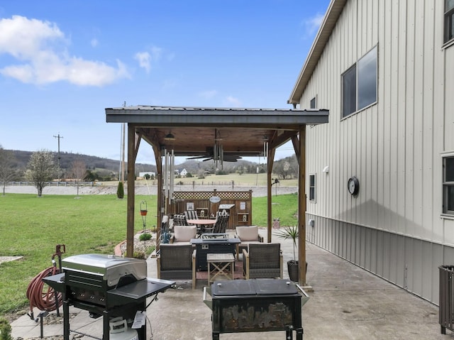860 Old Woodbury Pike, Readyville, TN 37149 - view of patio with an outdoor hangout area, a ceiling fan, and a grill