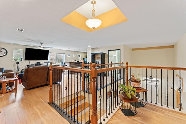 860 Old Woodbury Pike, Readyville, TN 37149 - hall with wood finished floors and an upstairs landing