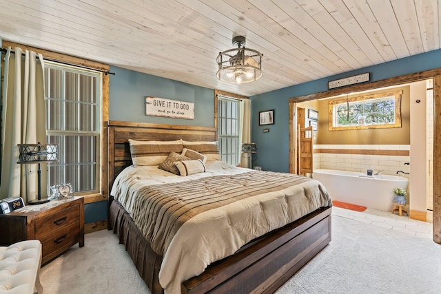 860 Old Woodbury Pike, Readyville, TN 37149 - carpeted bedroom featuring wainscoting, wood ceiling, and tile walls