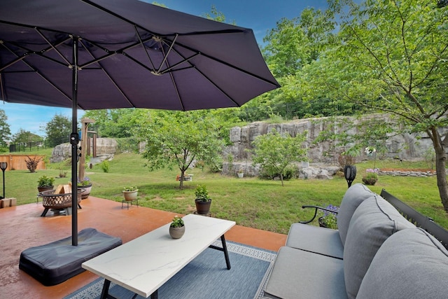 1464 Old Stone Rd, Lebanon, TN 37087 - view of patio with an outdoor fire pit