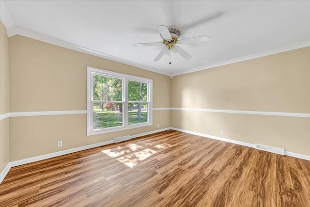 183 Prairie Plains Rd, Hillsboro, TN 37342 - spare room with baseboards, wood finished floors, a ceiling fan, and crown molding