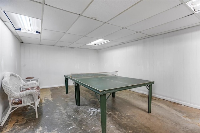 183 Prairie Plains Rd, Hillsboro, TN 37342 - rec room featuring a drop ceiling and unfinished concrete flooring