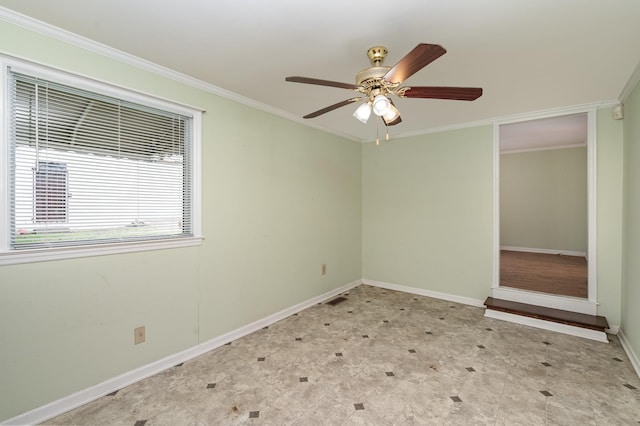 942 Youngs Ln, Nashville, TN 37207 - spare room with crown molding, tile patterned floors, baseboards, and a ceiling fan