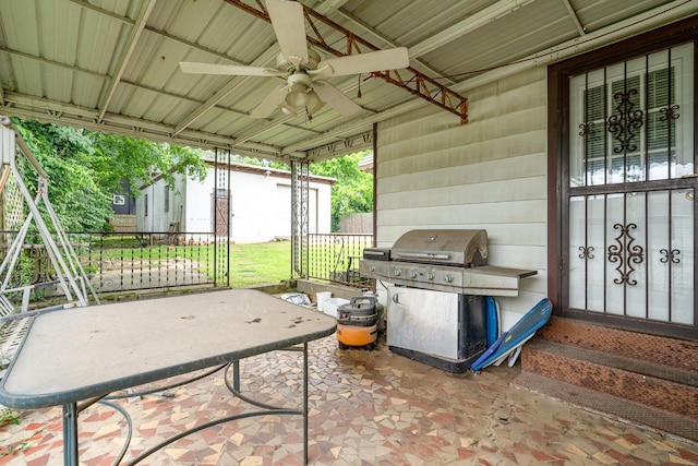 942 Youngs Ln, Nashville, TN 37207 - view of patio with a ceiling fan, area for grilling, and entry steps