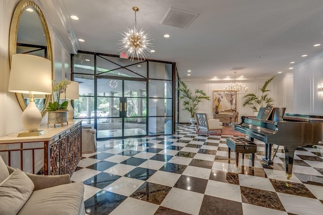 4215 Harding Pike Unit 601, Nashville, TN 37205 - lobby featuring expansive windows, ornamental molding, and recessed lighting