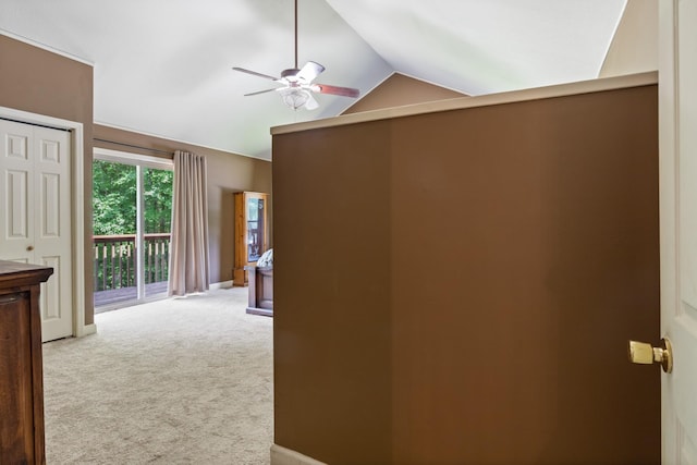 4357 Old Blacktop Rd, Mc Ewen, TN 37101 - hallway featuring vaulted ceiling, carpet floors, and baseboards