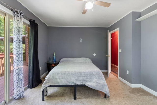 4357 Old Blacktop Rd, Mc Ewen, TN 37101 - carpeted bedroom featuring baseboards, ornamental molding, and ceiling fan