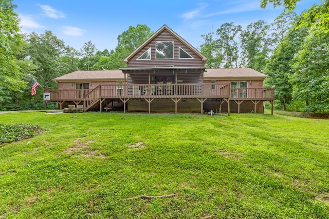 4357 Old Blacktop Rd, Mc Ewen, TN 37101 - rear view of property with a deck and a lawn