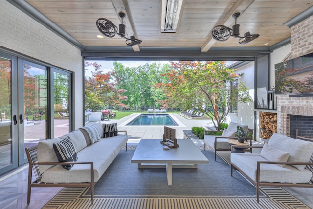1021 Julian Way, Murfreesboro, TN 37128 - view of patio / terrace featuring an outdoor living space, a ceiling fan, and an outdoor pool