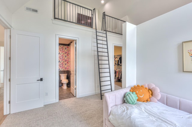 1021 Julian Way, Murfreesboro, TN 37128 - bedroom with high vaulted ceiling, a spacious closet, carpet flooring, baseboards, and a closet