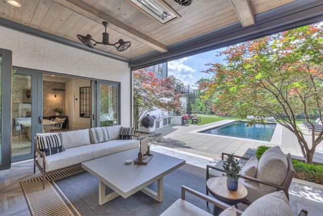 1021 Julian Way, Murfreesboro, TN 37128 - view of patio / terrace with outdoor lounge area, an outdoor pool, and a ceiling fan
