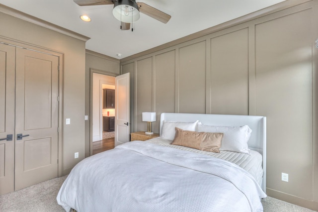 1021 Julian Way, Murfreesboro, TN 37128 - bedroom featuring carpet flooring, recessed lighting, a ceiling fan, and baseboards